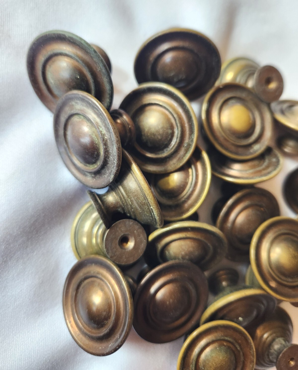 Antique Salvage Mushroom Brass Cabinet Pulls Lot 24 Pcs