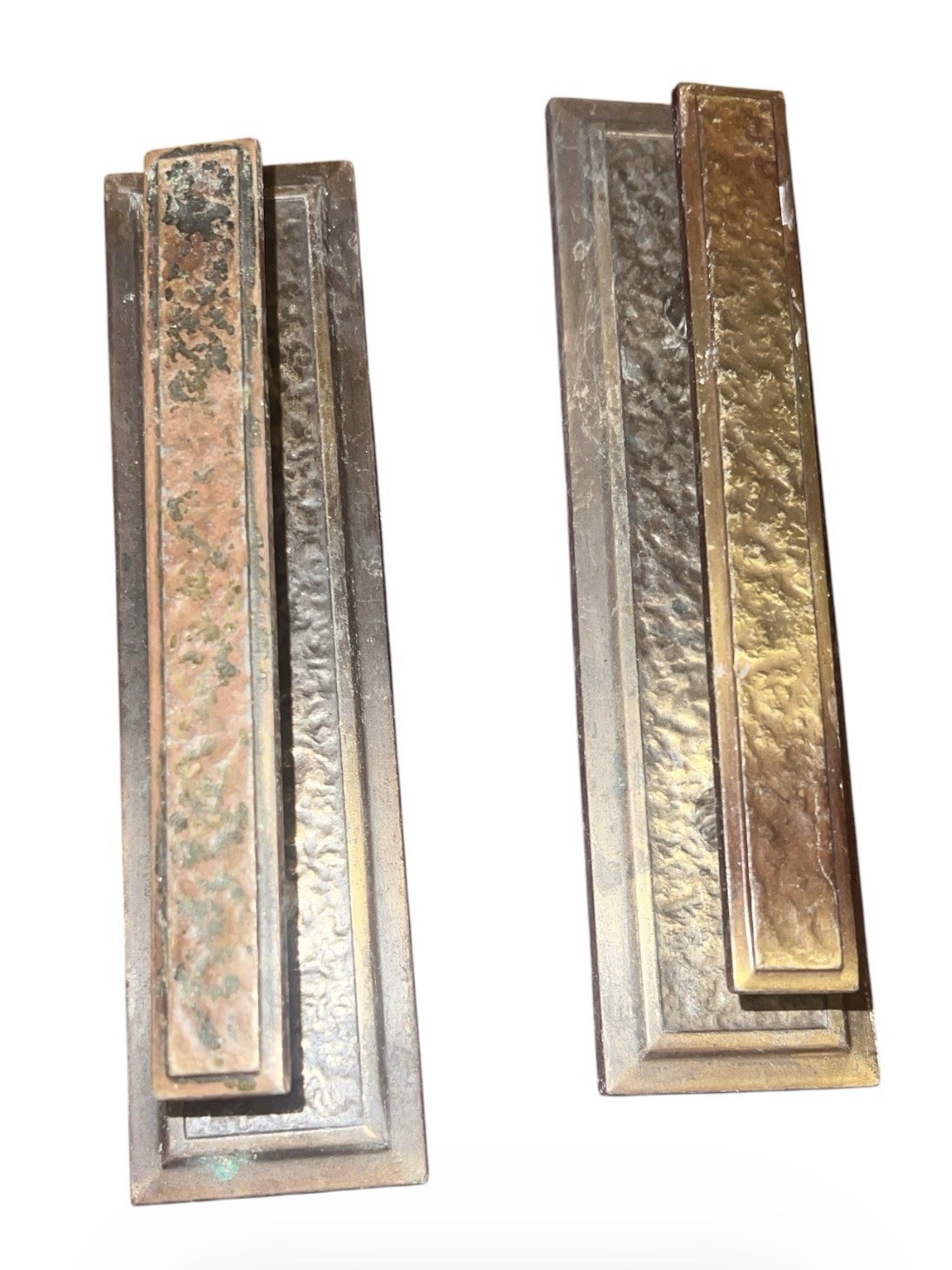 Vintage Amerock Colonial English Hammered Brass Cabinet Handles Pulls Lot Of 2