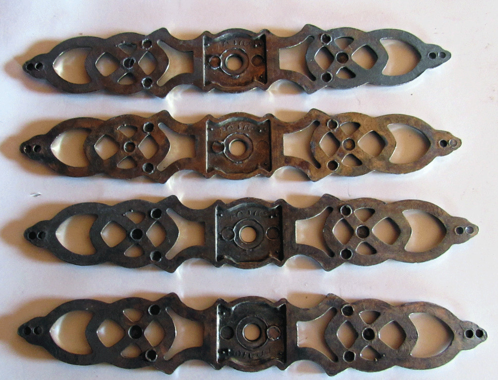 4 Vintage Knob Backplates Furniture Trim Antique English 5 3/8in