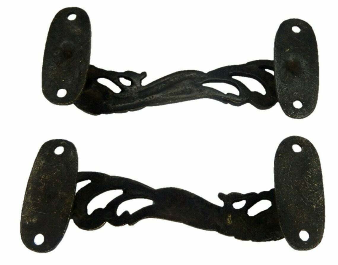 Peacock Door Handle Pair Oval Shape Base Cottage Pull Beautiful Bird Theme GTX