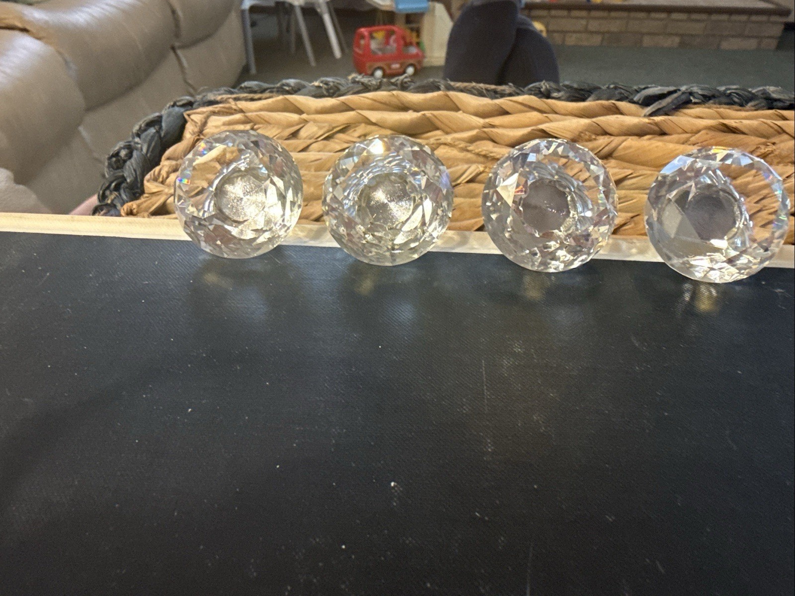 Lot of 4 Clear Crystal Glass Drawer,or Cabinet Pulls or Knobs- 1”
