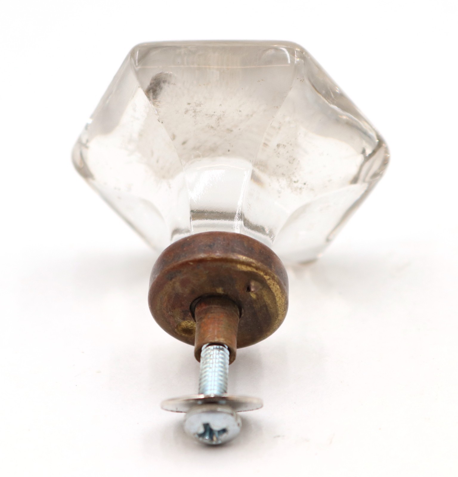Set of Vintage 2 in. Hexagon Glass Cabinet Drawer Knobs