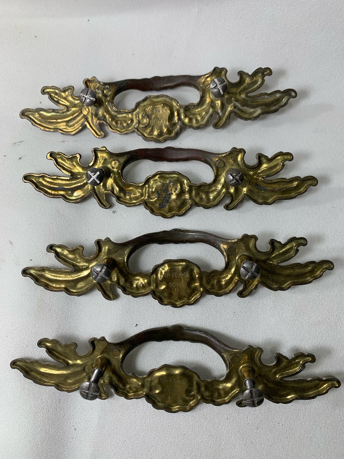 11 Vintage French Provincial Drawer Pulls 3″ centers + 4 Brass & White Coloring
