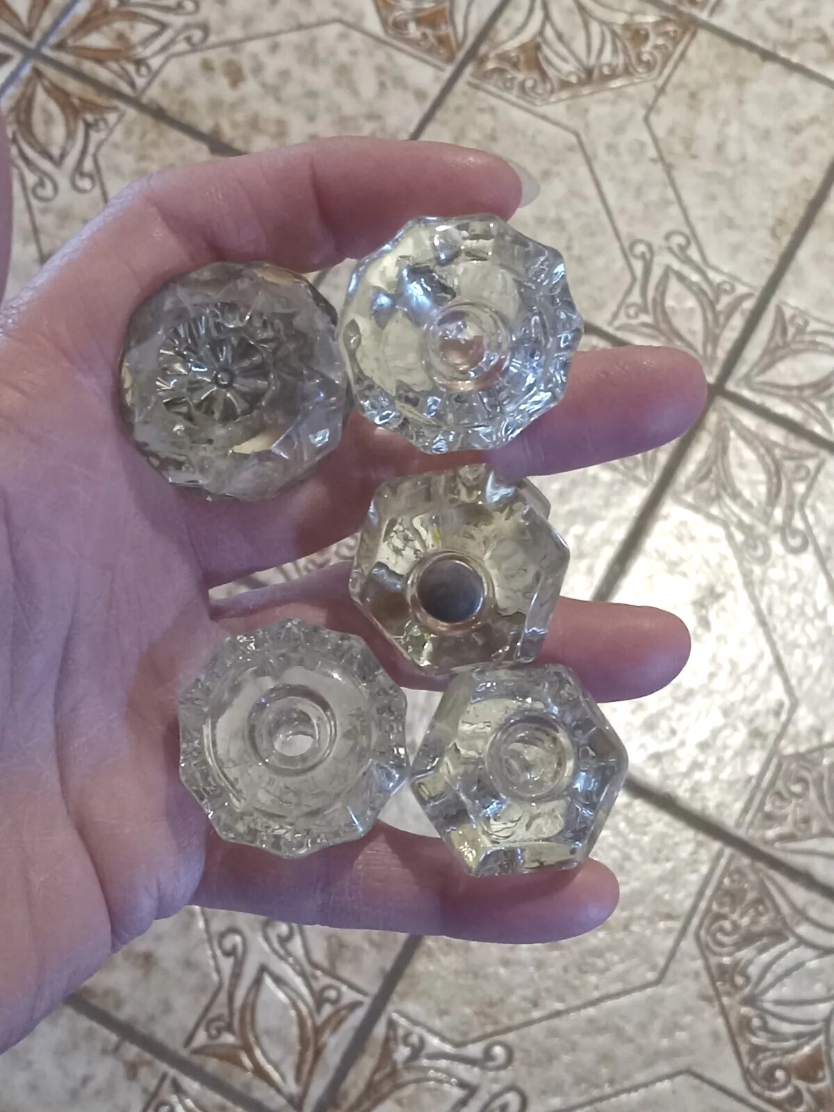 Set 15 Drawer Knobs Antique Clear Crystal Glass Dresser Cabinet Pulls Hardware