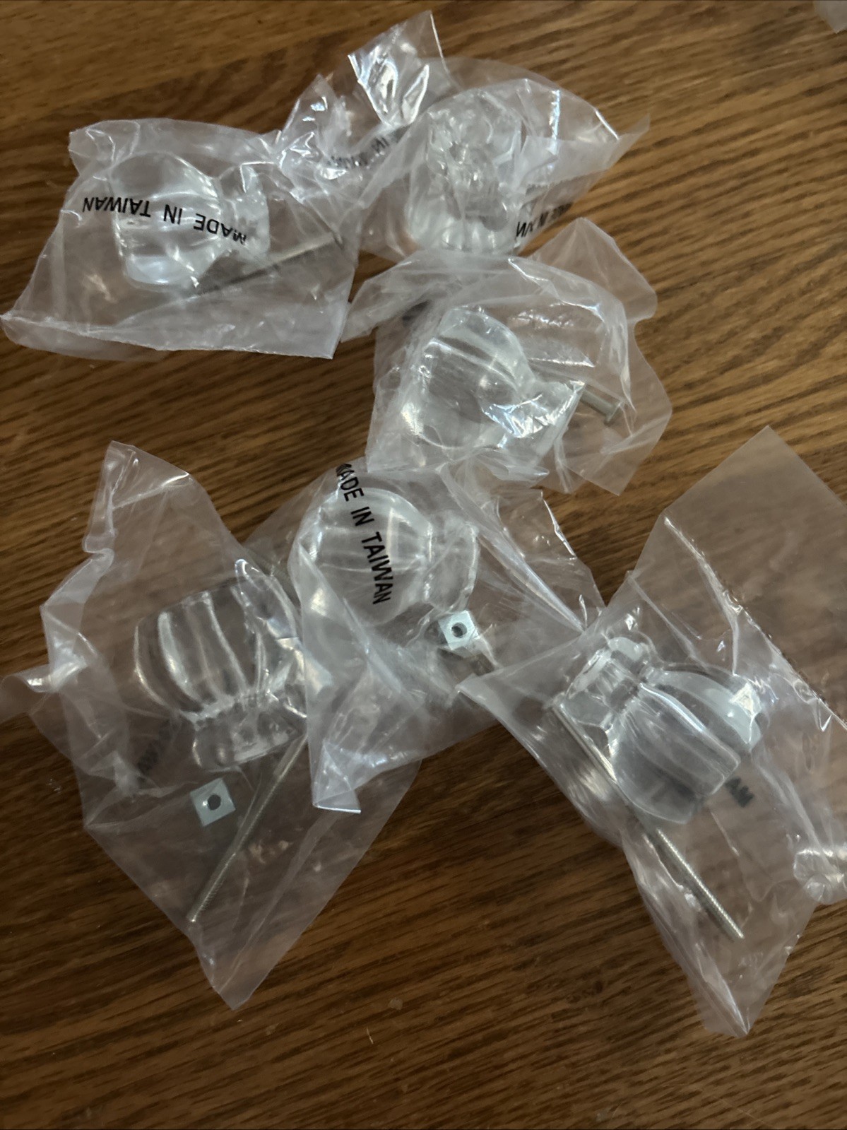 Set Of 6 Clear Glass Hexagon 6 sided Drawer Cabinet Knobs 1 1/2 Antique Style