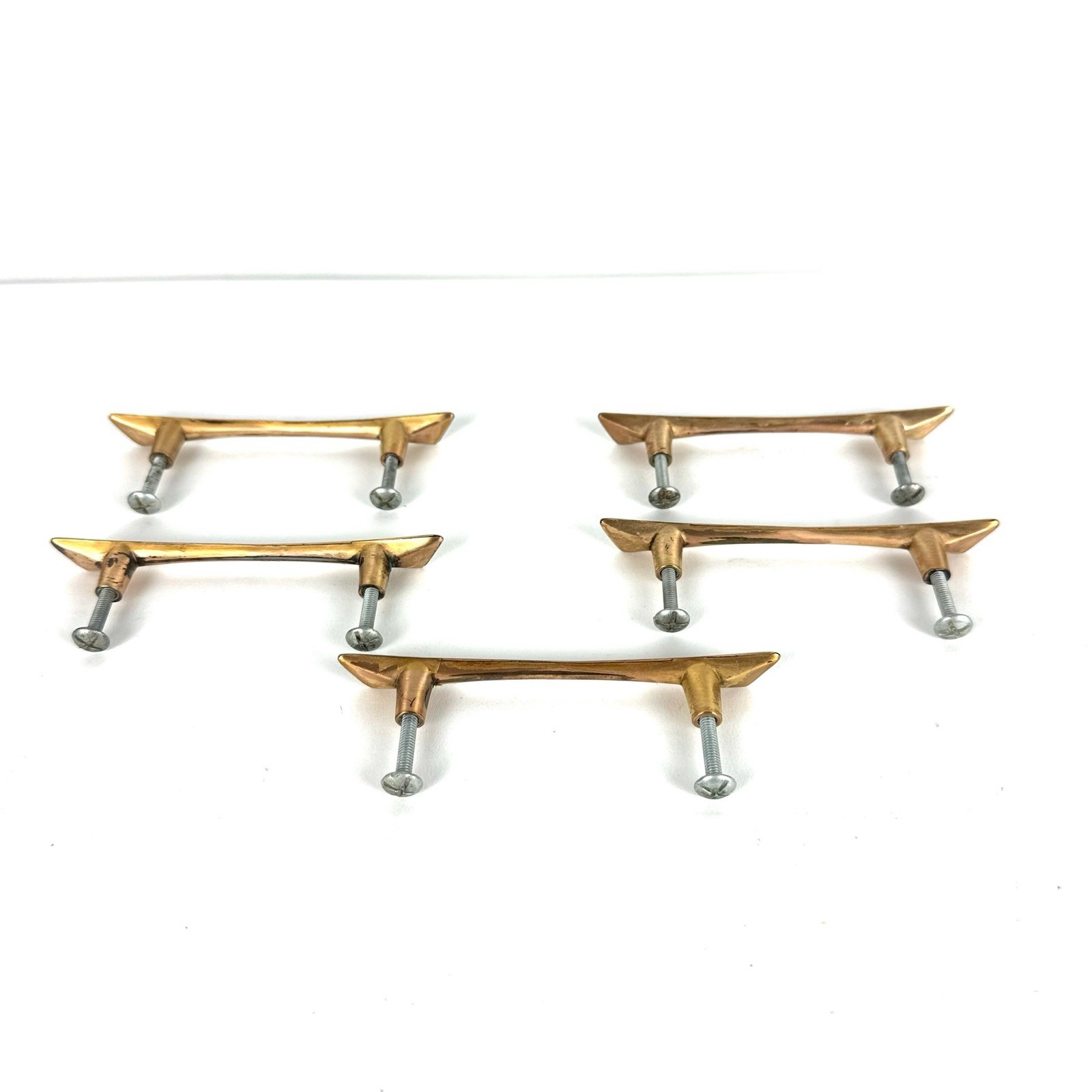 MCM Drawer Pulls Copper-Tone Art Deco Bow Tie 4.5” Width Lot Of 5