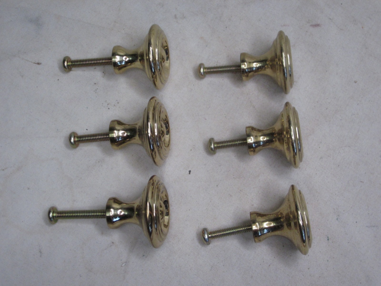 6 vintage solid brass round pull knobs knob handles handle cabinet drawer pulls