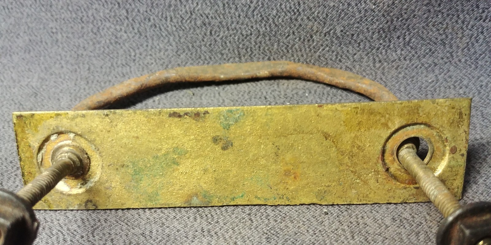 Victorian Square Solid Brass Back Iron Bail Drop Handle Furniture Pull Hardware