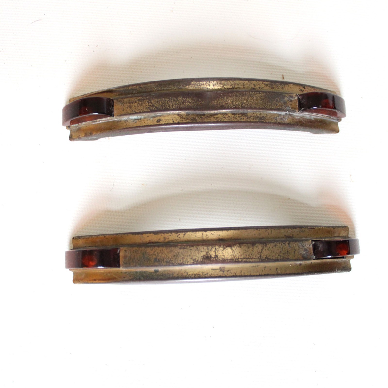 Lot of 2 Antique Brass and Bakelite Drawer Pulls
