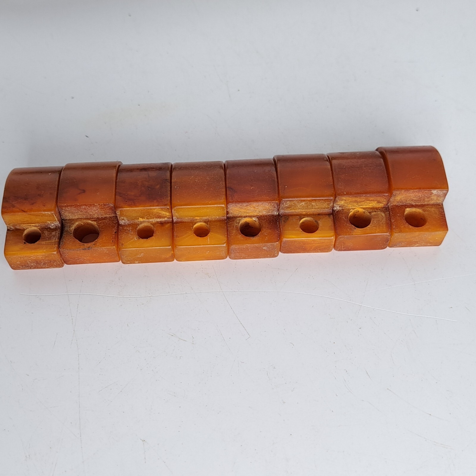 4 Antique ART DECO Butterscotch Bakelite Brass Plated Bar Drawer Pulls Reclaimed