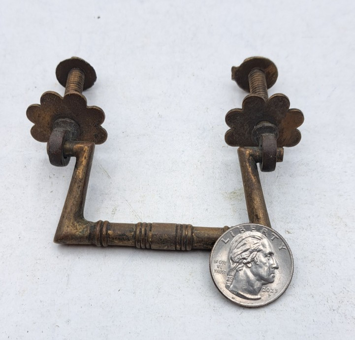 Antique Drawer Pull Handle Old Furniture Vintage Brass Hardware