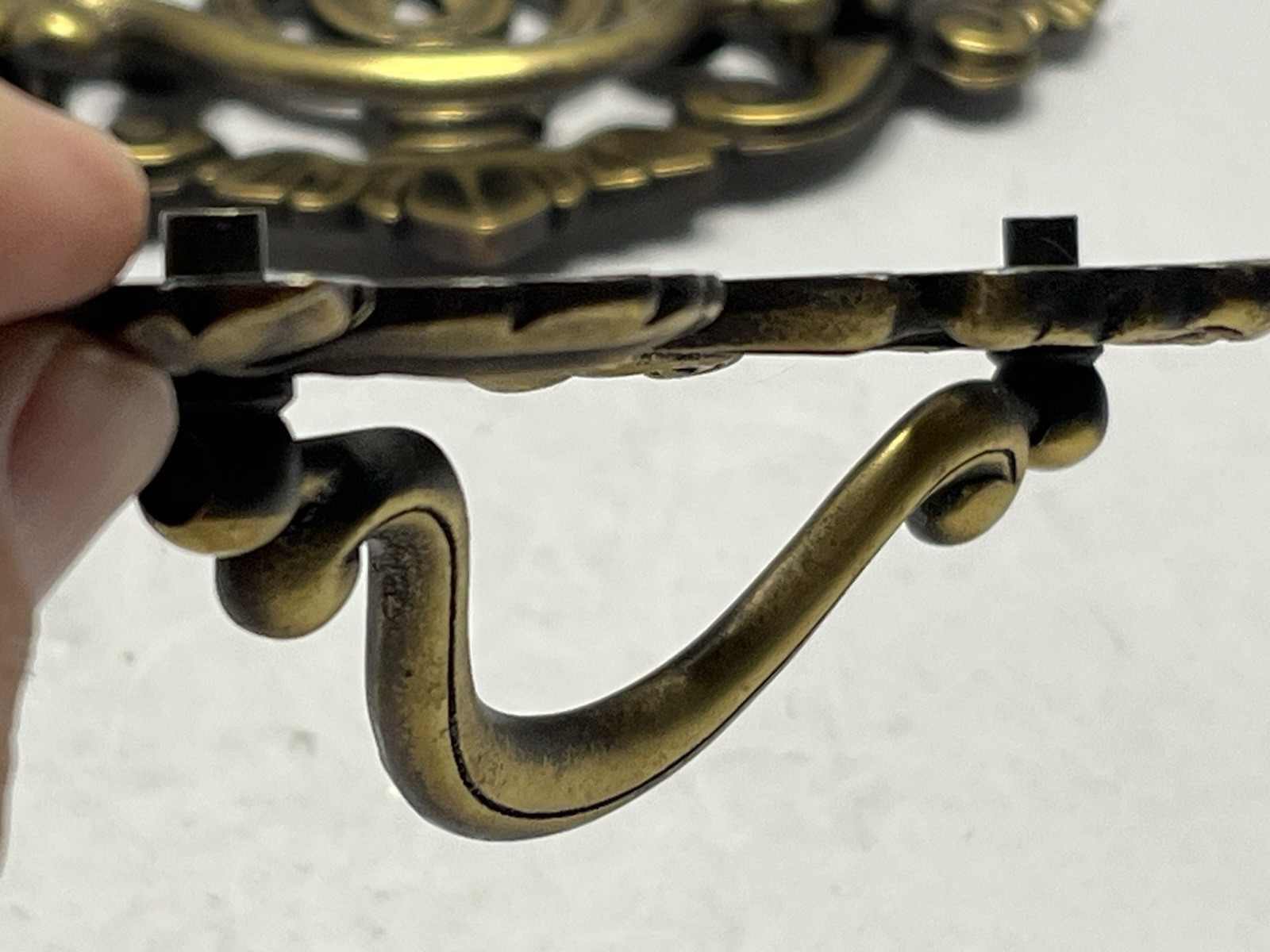 Vintage Lot (2) NOS Heavy Solid Brass Antique Brass Key Hole Drop Bail Pulls