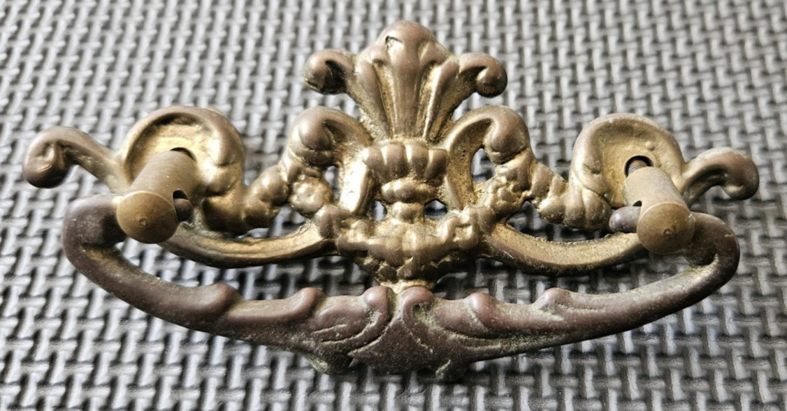RARE Large Antique Ornate Brass France Chippendale Batwing Drawer Pull FREESHIP