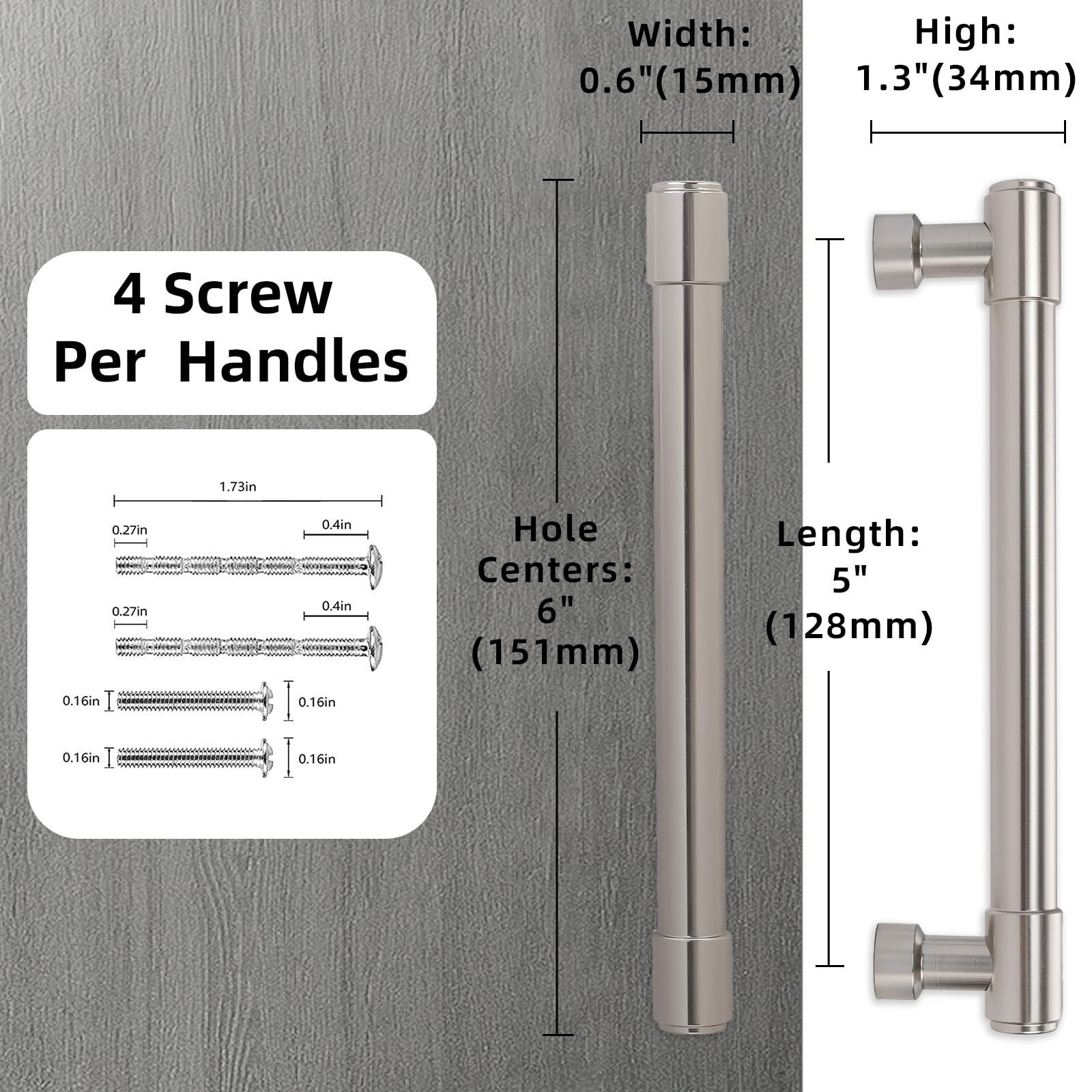 Amasideca Am07-Bsn128-20 20 Pack Brushed Satin Nickel Cabinet Pulls 5 Inch128Mm