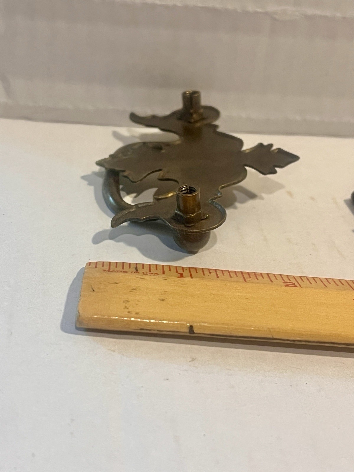 Vintage Leaf Style Drawer Pull, Antique Brass, with Screws