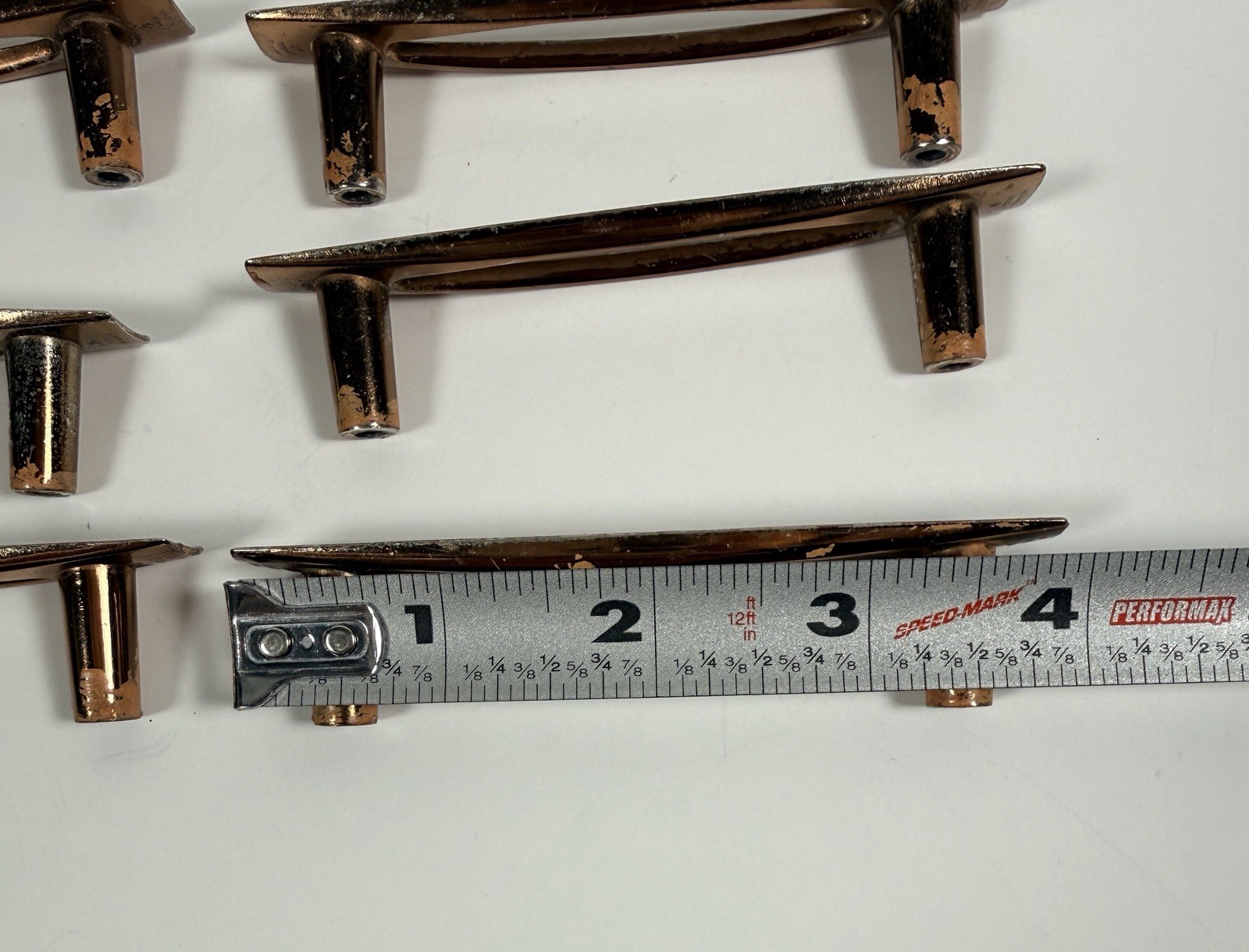 Vtg MCM AJAX Nordic Modern Copper Tone Drawer Door Pull Handle 3” Center Lot 6