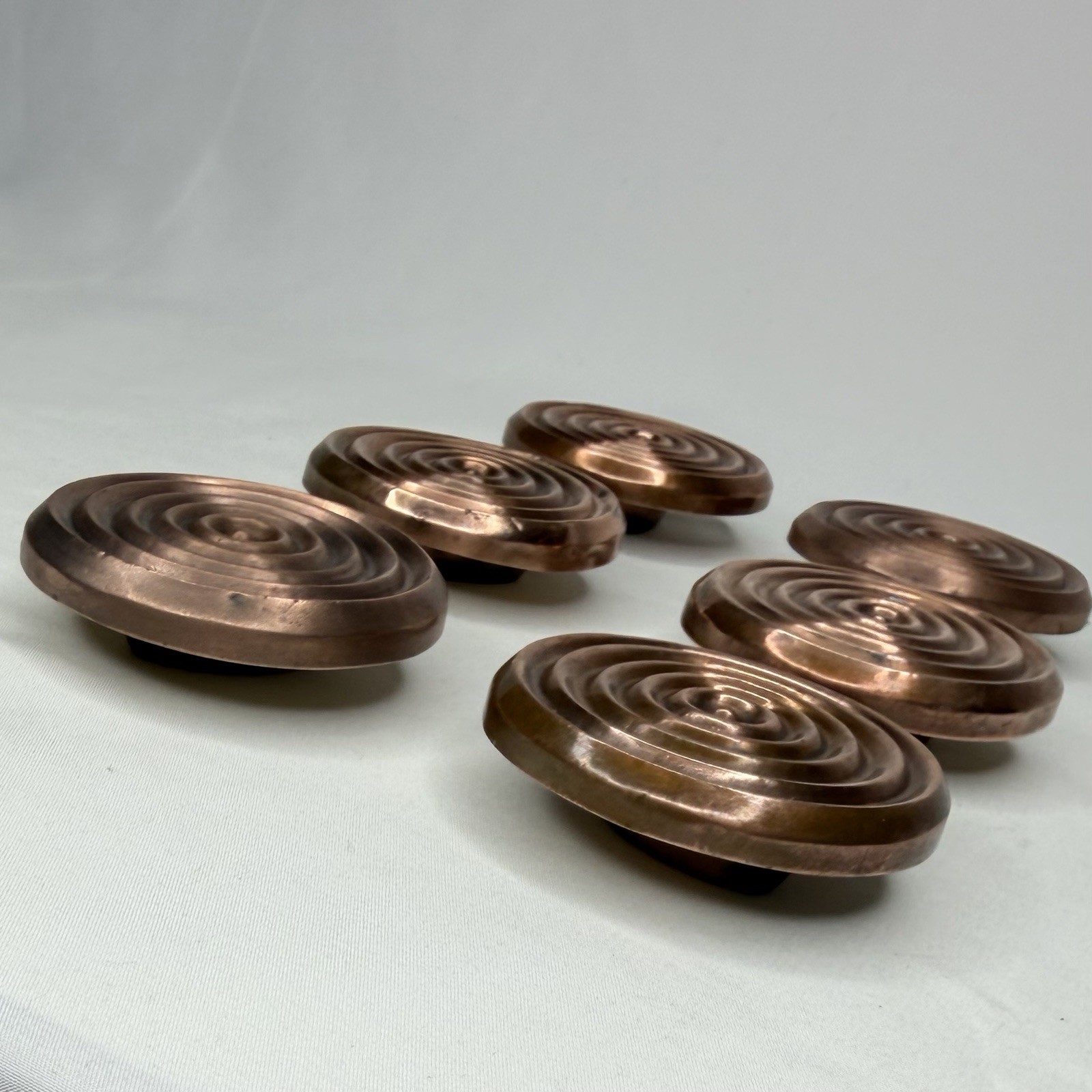Antique Art Deco Copper Furniture Pulls Set Of 6 Marked Repurposed Gorgeous