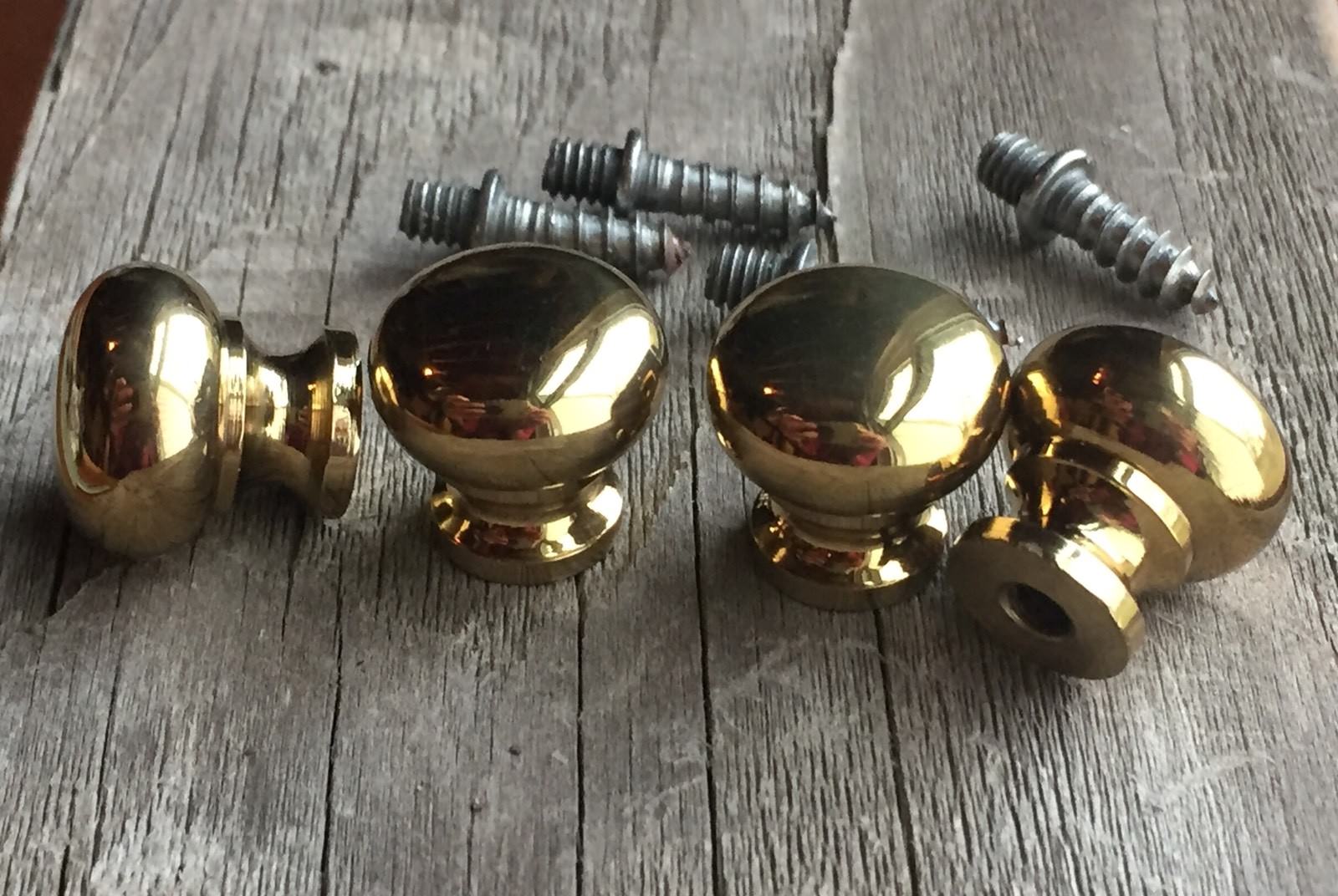 Lot 4 Small 5/8″ Brass Round Knob Pull Handle Barrister Cabinet Book Case Drawer