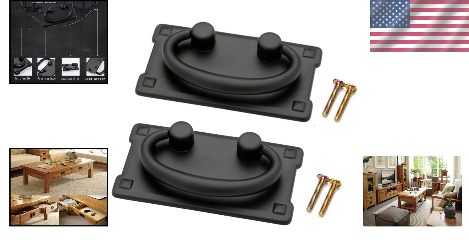 Vintage 2pc Bronze Ring Pull Knobs for Cabinets & Dressers – Elegant Hardware