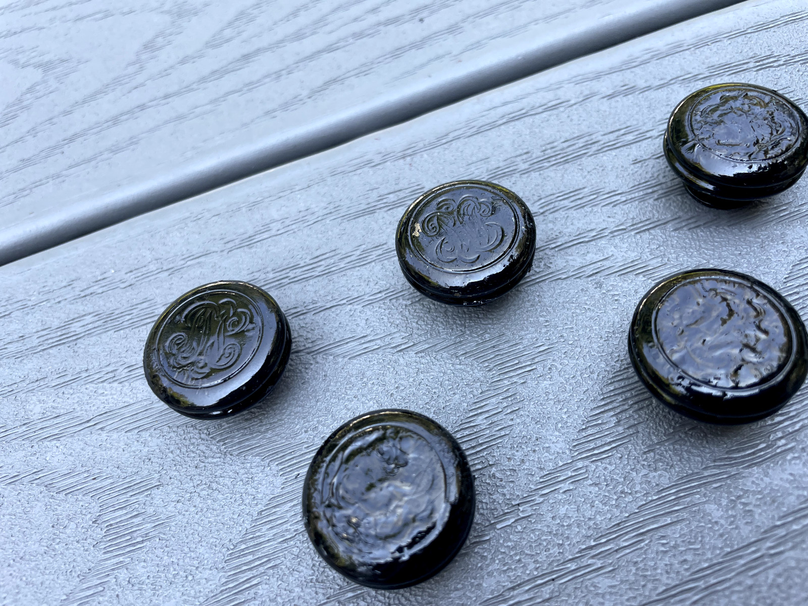8 VTG ACORN 1″ ROUND BLACK FORGED IRON DOOR CABINET DRAWER PULL KNOBS HARDWARE