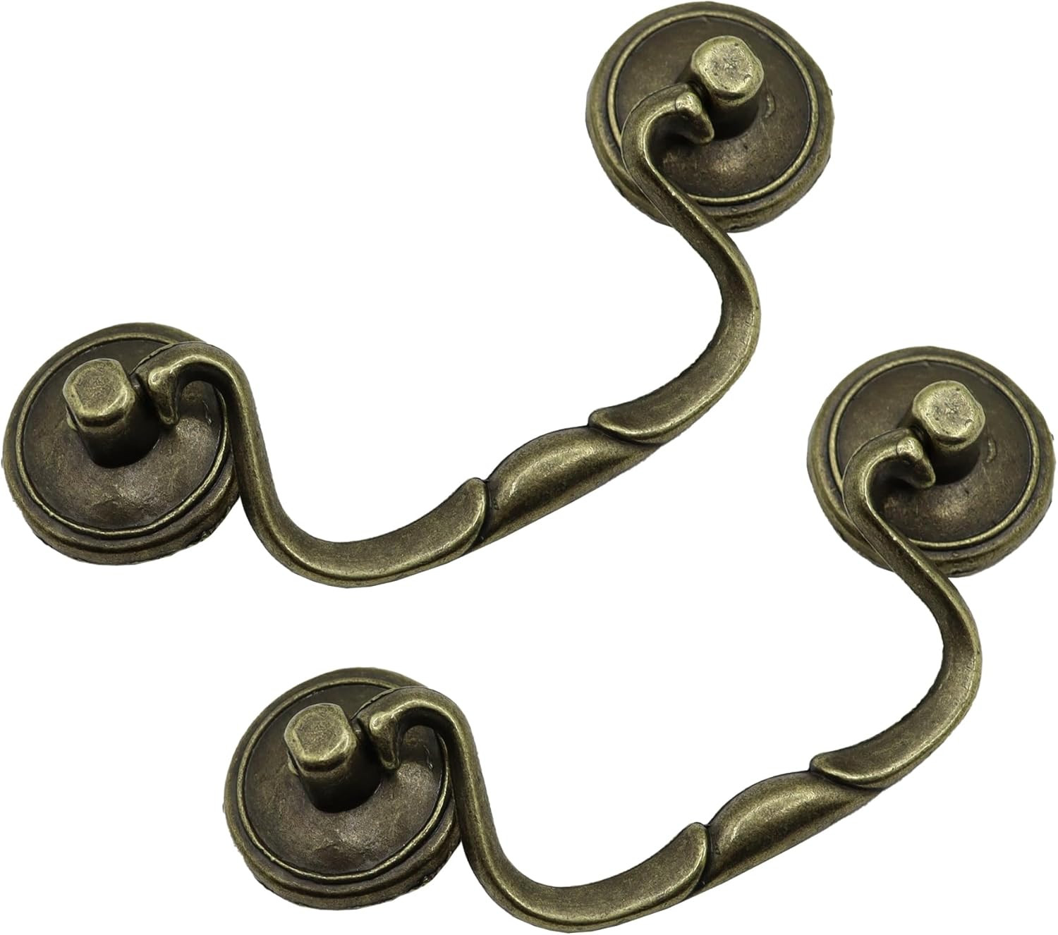 8 Pack Antique Brass Cabinet Pulls, 3-1/4 Inch Hole Centers Vintage Drawer Handl