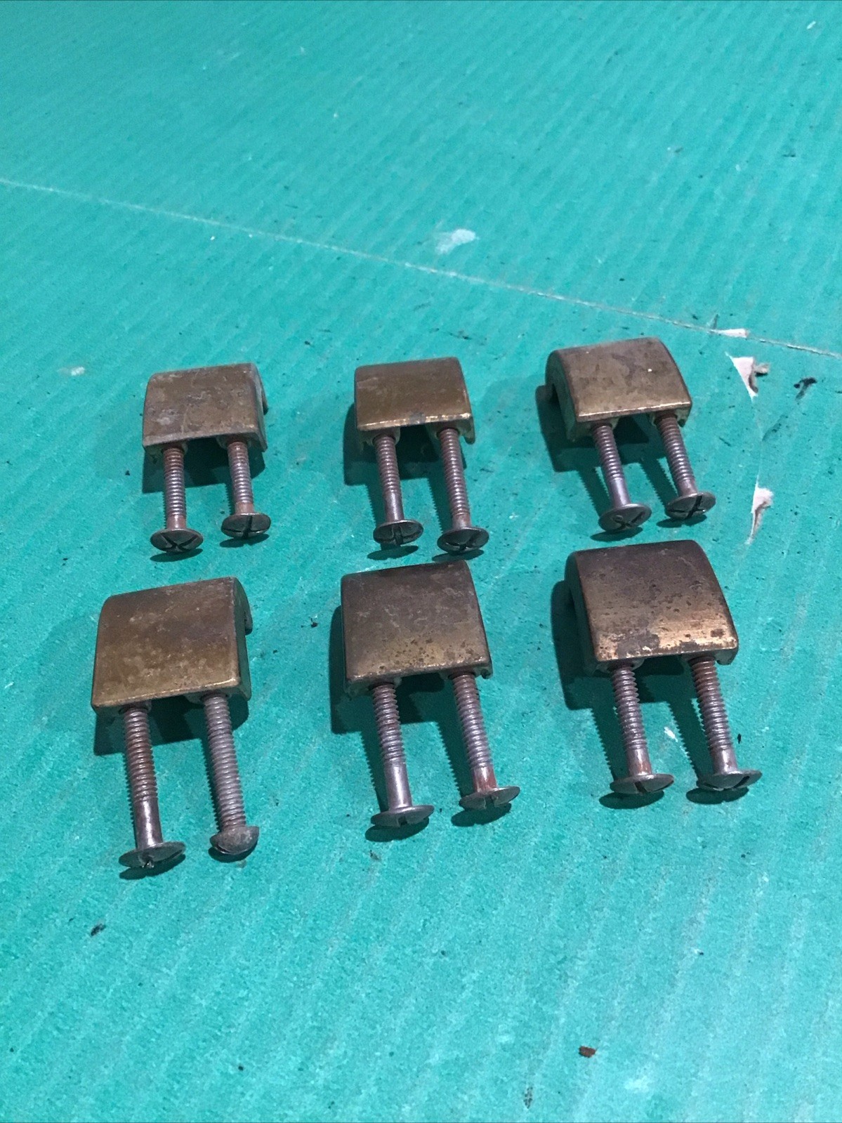 6 Pcs MCM Vintage Keeler Brass K-7888 Ring Finger Pulls Handles Cabinet Drawer
