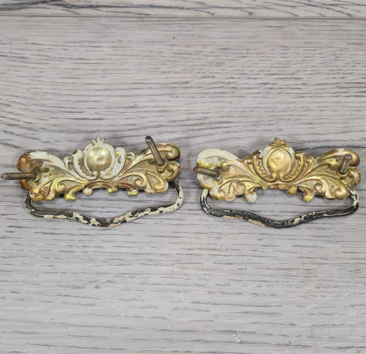 Set of 2 Vintage Brass Edwardian Drawer Pulls 3″ CTC Ornate Classic Dresser Bail