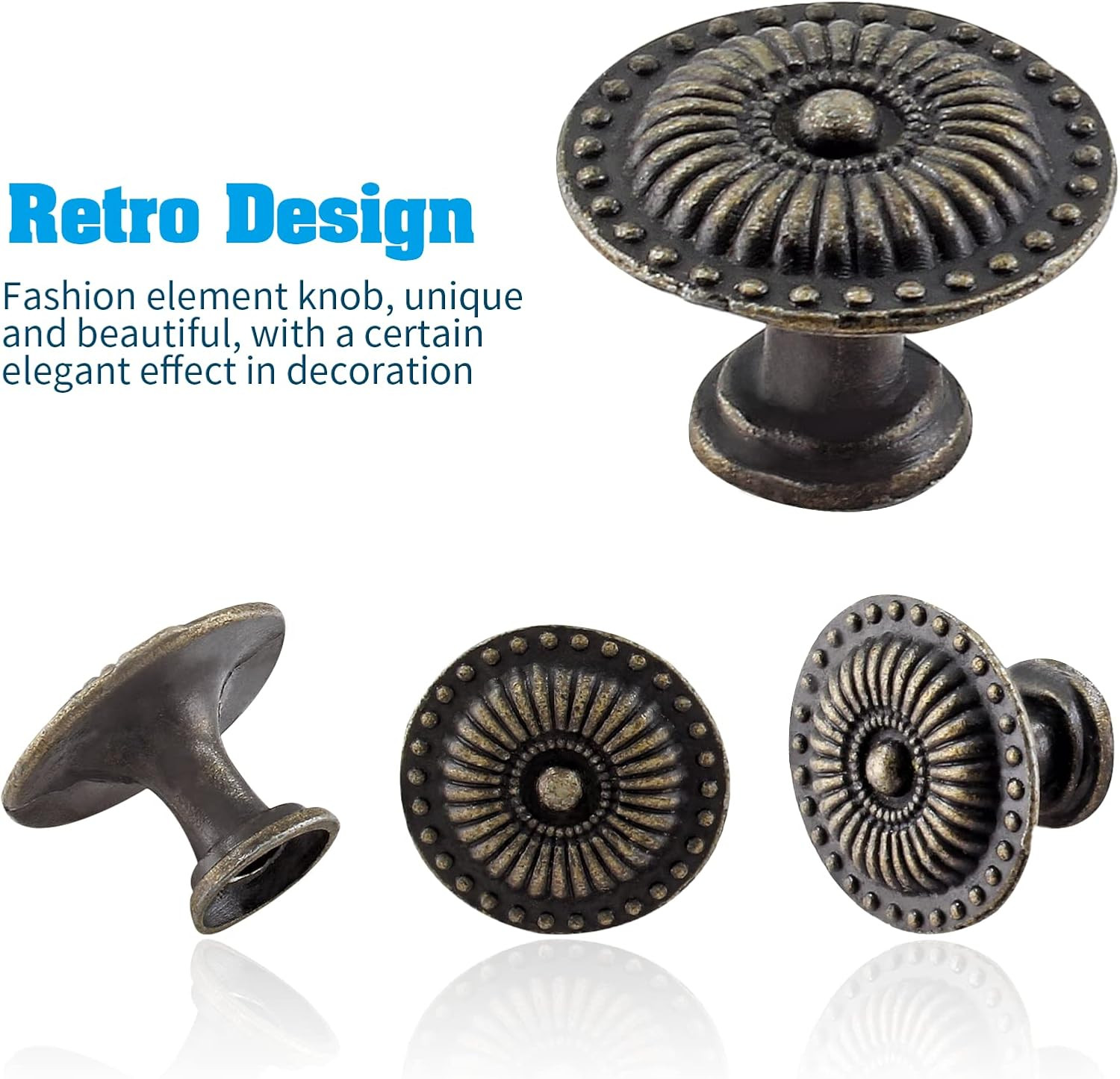 Jiozermi 12 Packs 0.94 Inch Vintage Dresser Knobs Bronze, Small Drawer Knobs, An