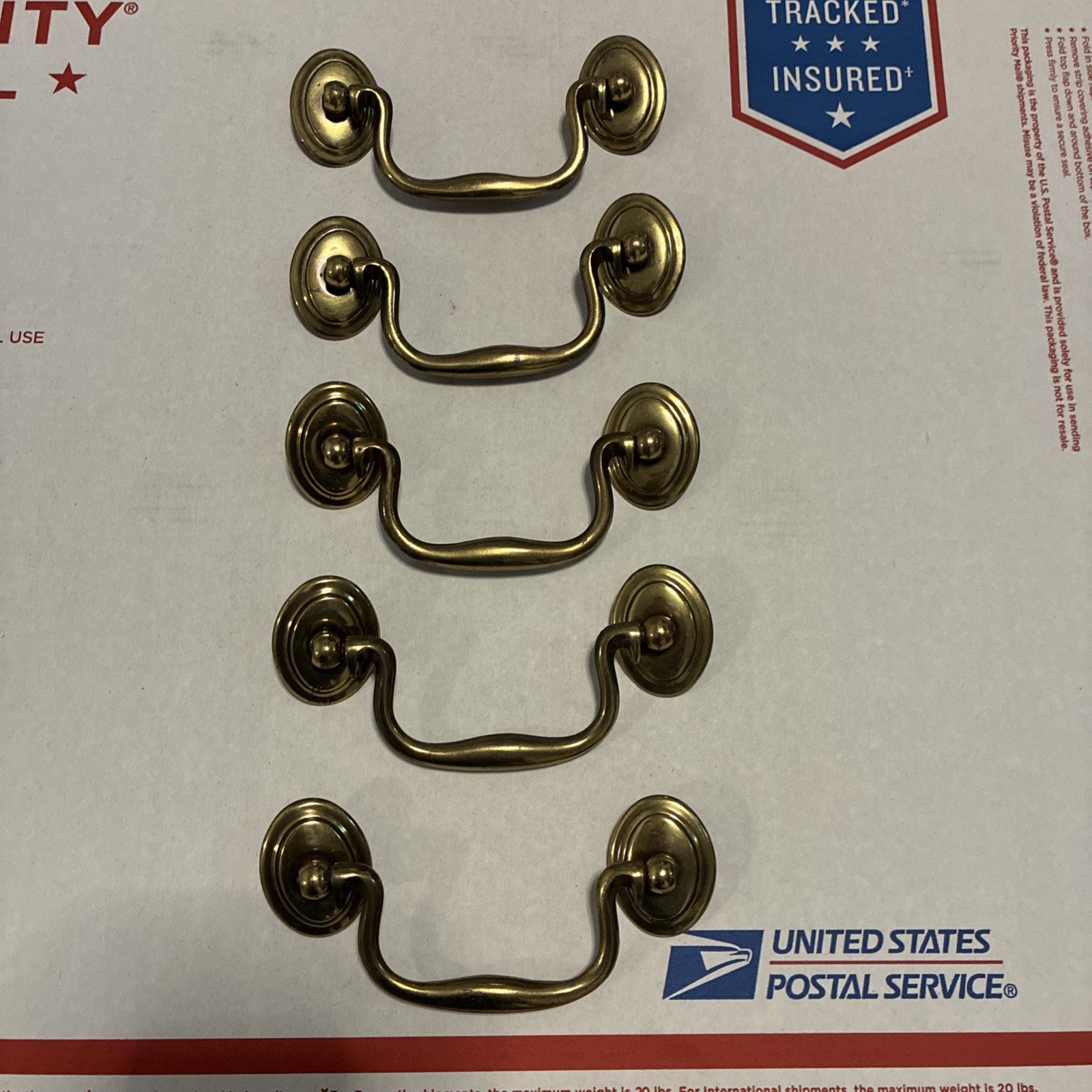 5pcsDrexel Esperanto Drawer Pull Tall Dresser Brass Vintage Drop Bail MCM Handle