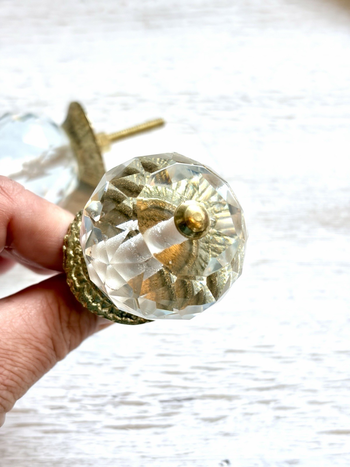 Clear Crystal Glass & Brass Drawer Pulls Vintage Style Cabinet Wardrobe Knobs