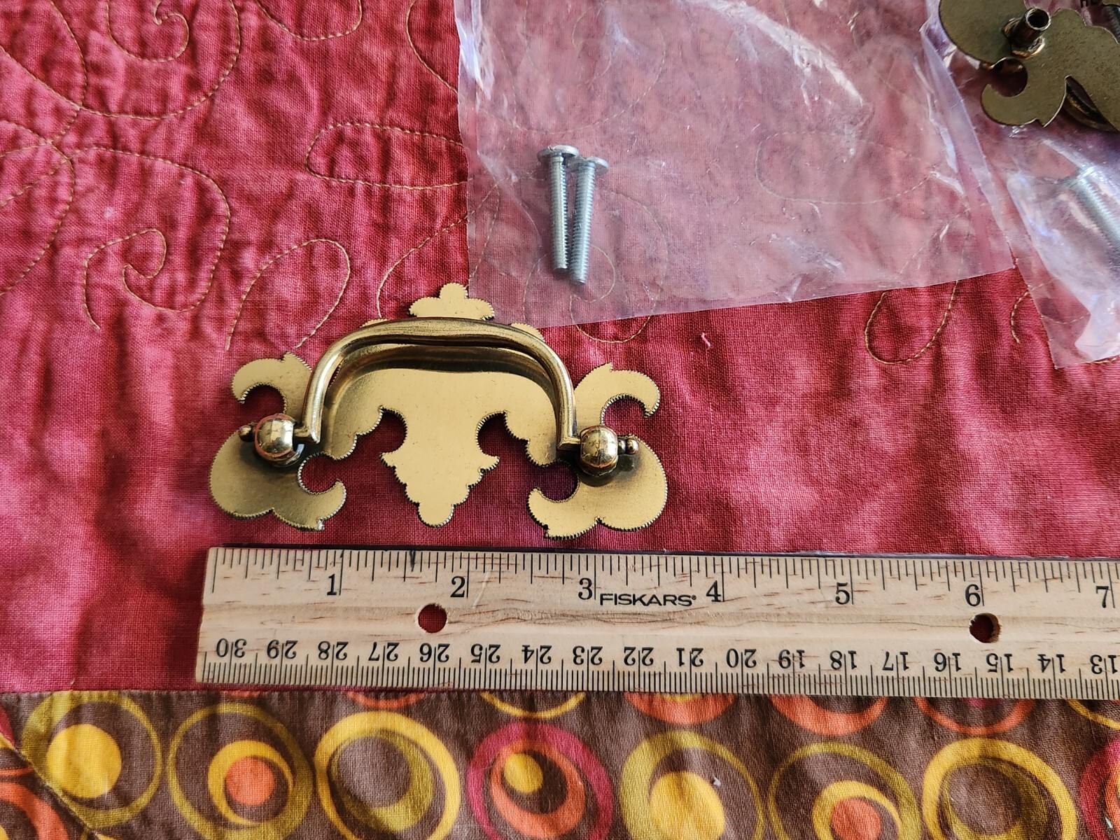 4 VTG Antique Brass Pull French Colonial Chippendale Bail Drop