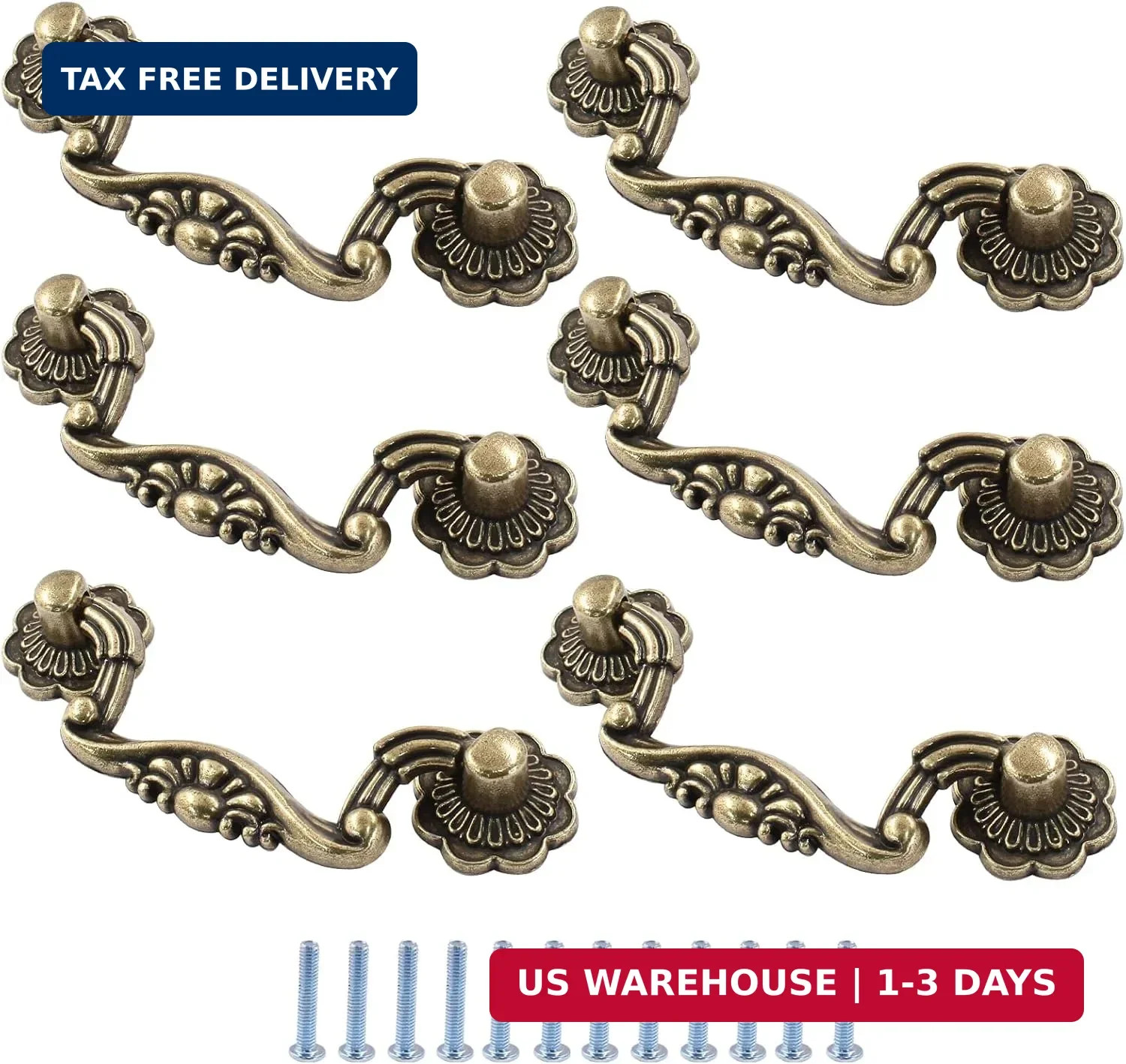 Murtenze 6PCS Antique Bronze Drop Drawer Pulls, Vintage Drop Bail Pulls Handles