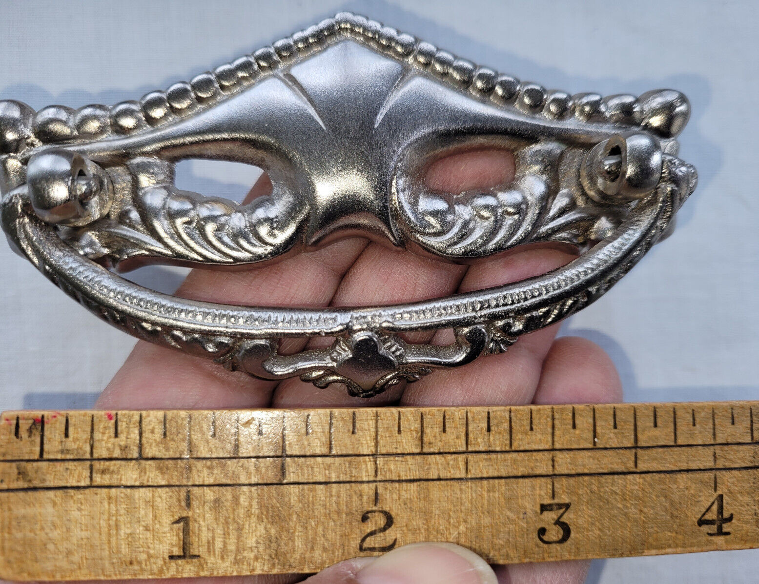 Set of 5 Nickel Plated Brass Drawer Pulls 4″ with Bail Handles