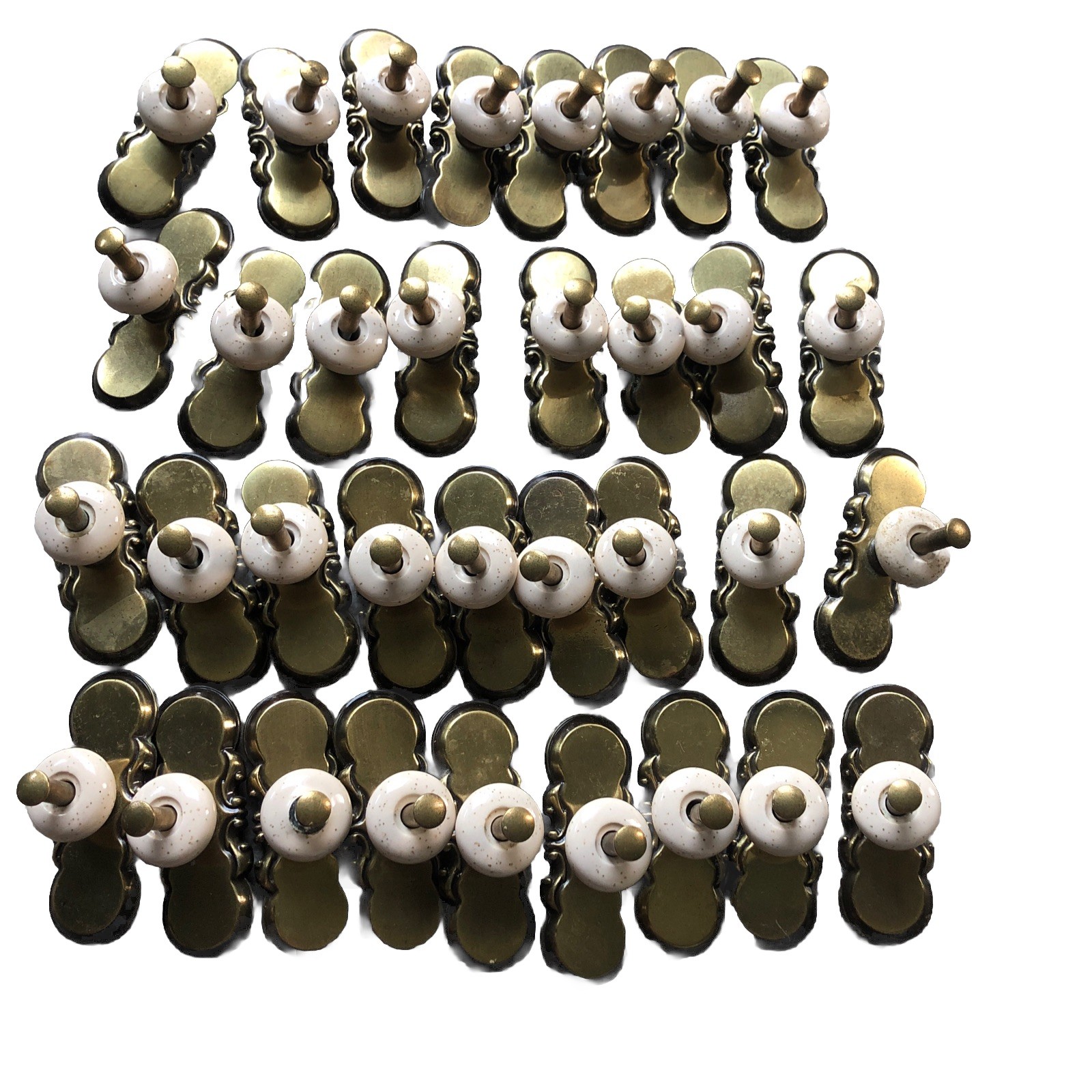 Amerock #741-1 Ceramic Brass Hardware Drawer Pull Handle 3” VTG Lot of 34
