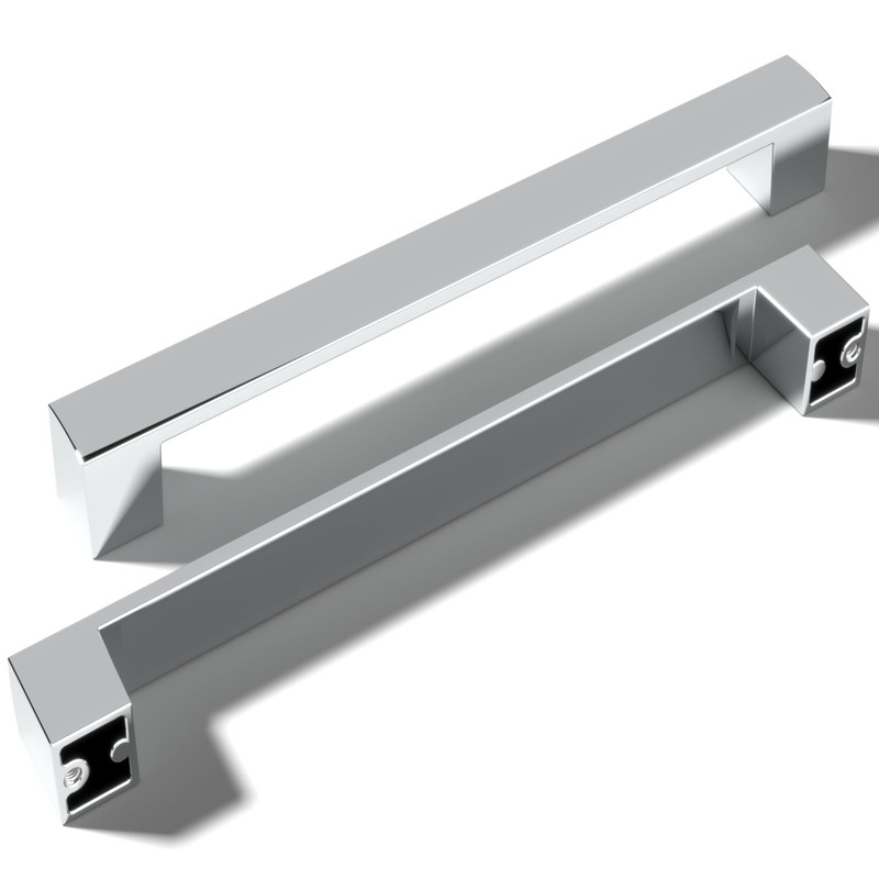 Monti Hardware 10 Pack Polished Chrome 7.5 Inch Hole Center Solid Metal Cabinet