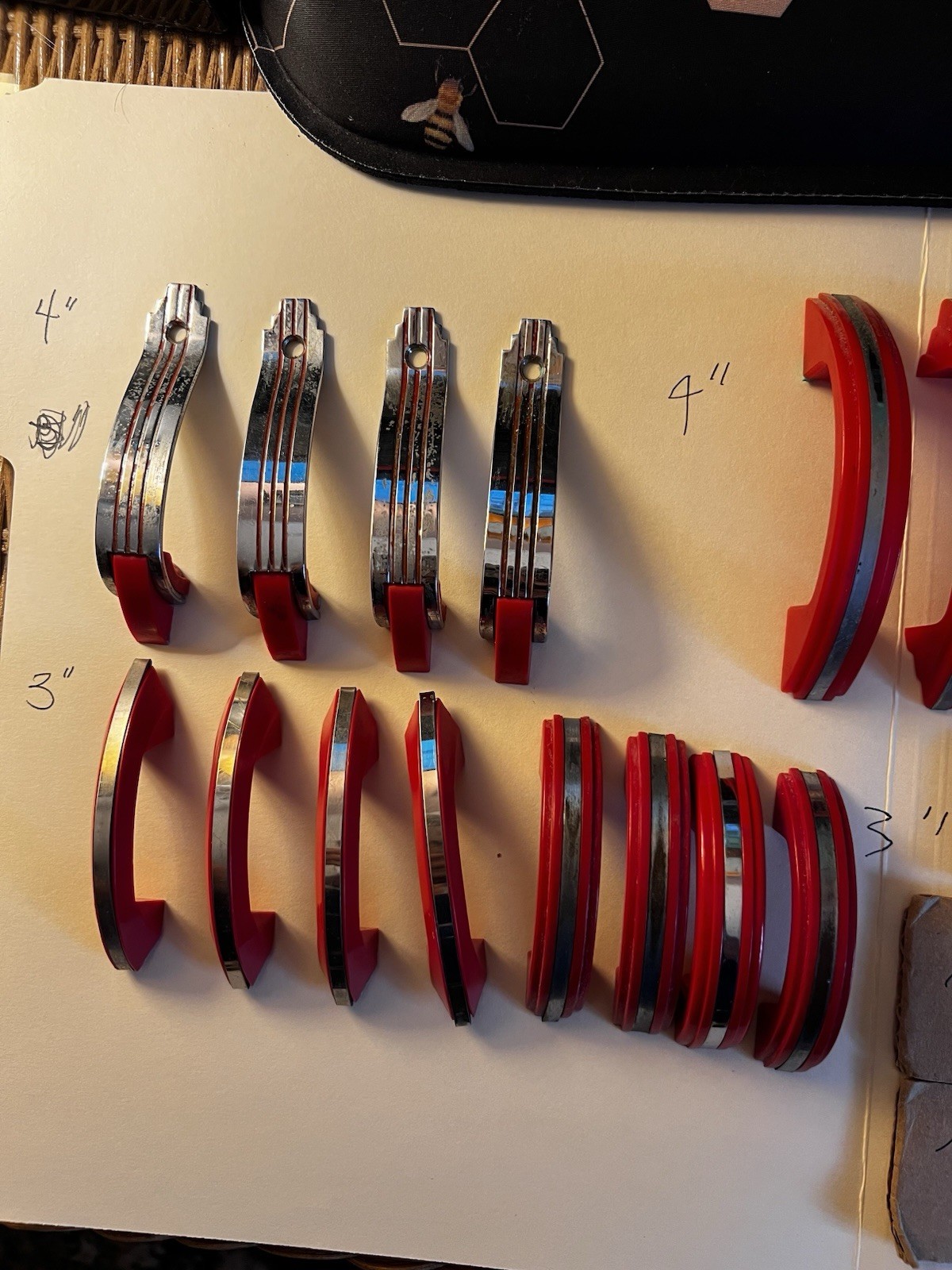 20 Vintage ART DECO MCM Diner Style Kitchen Cabinet Handles Pulls Red Green
