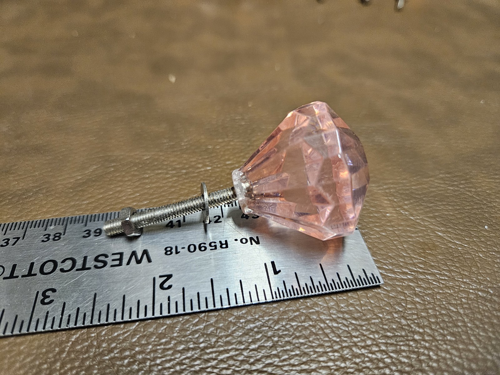 Lot Of 6 PINK ACRYLIC CABINET KNOBS W/SCREWS OR DRAWER PULLS Princess Pink