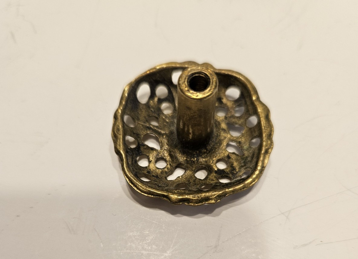 Vintage Ornate Brass Round Floral Knob Set of 10 Finish Washers & Screws 1.5″