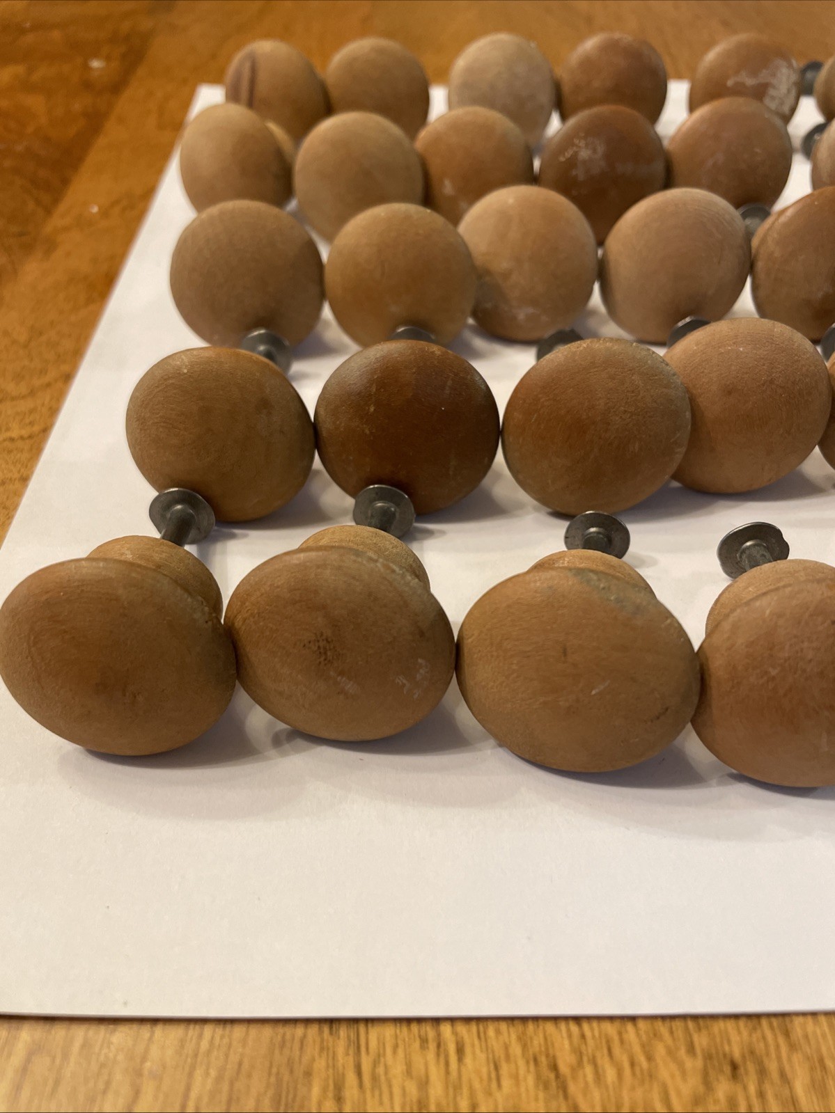 Lot Of 30 Vintage Mushroom Wooden 1.25” Knob Pulls for Drawer Dresser Hardware