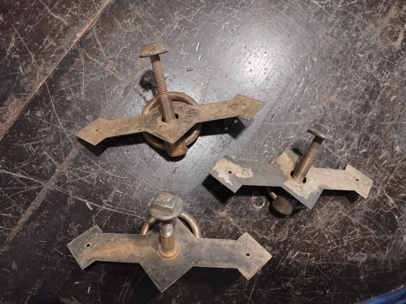 (3) Antique Vtg EASTLAKE Solid Brass Dresser Pulls Ornate Victorian