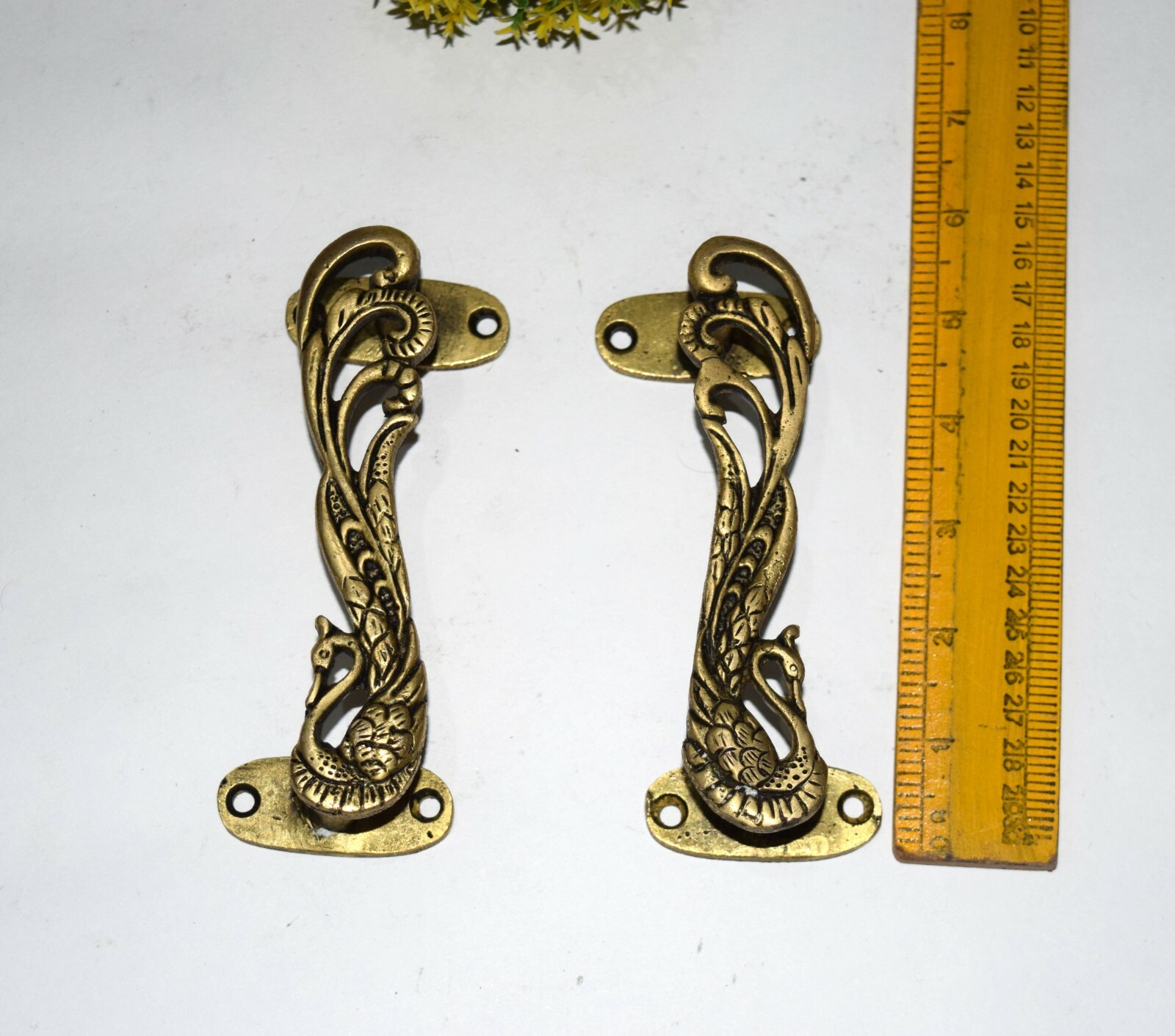 Peacock Design Handle Pair Brass Door Pull Bird Style Door Accessories GTX