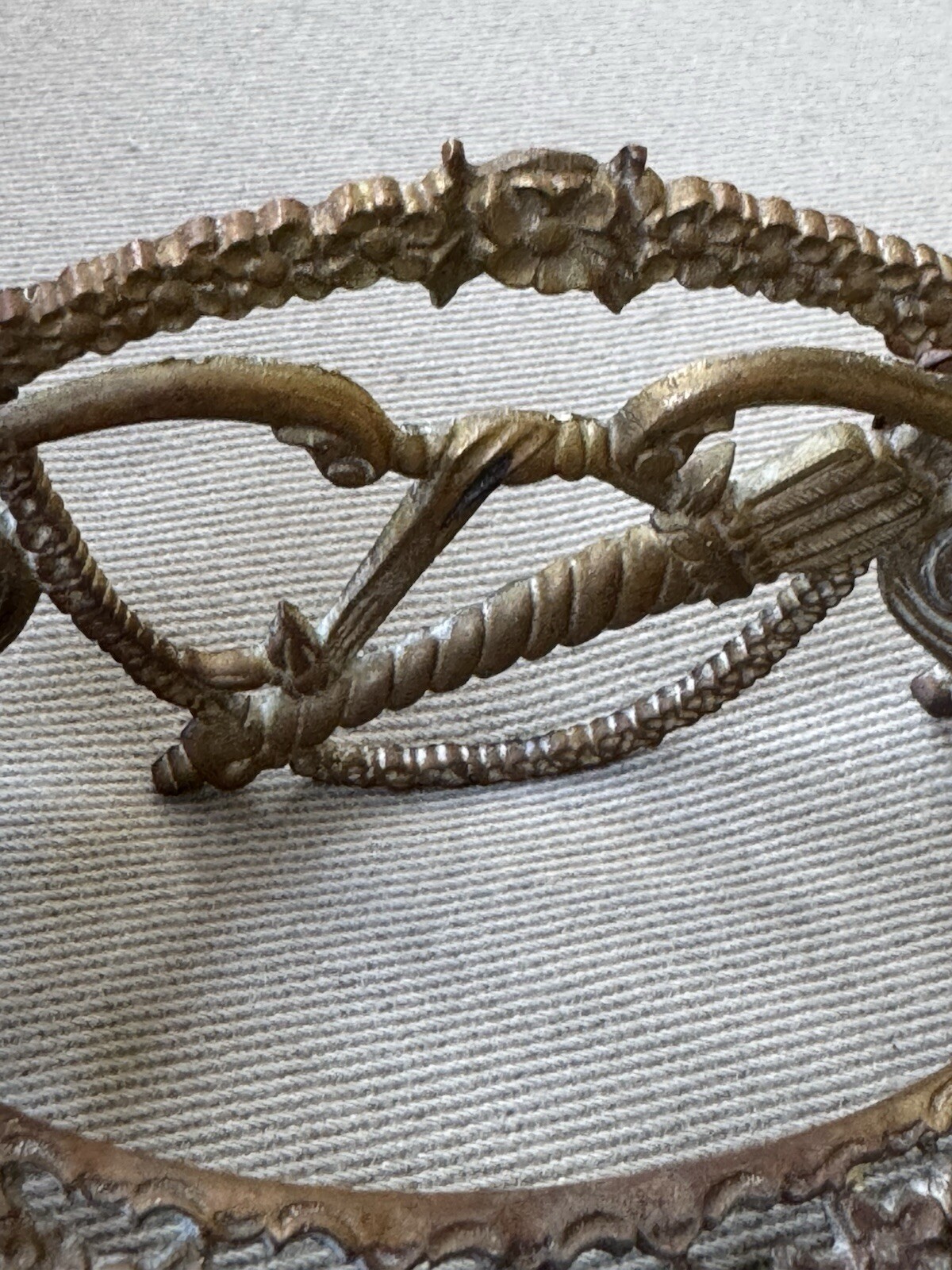Antique Ornate Floral Pattern Bronze Tone Metal Drawer Pull
