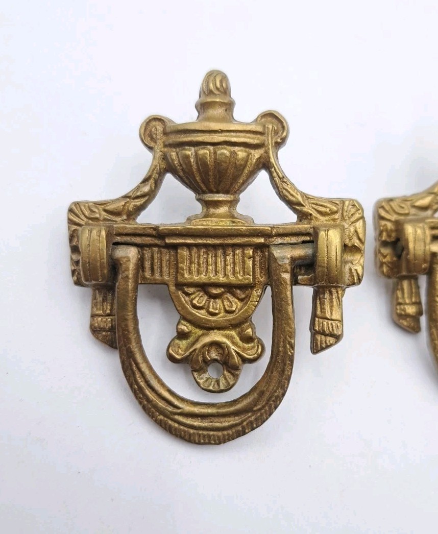 Antique Drop Handles Drawer Pulls Door Dresser Vintage Furniture Hardware Pair