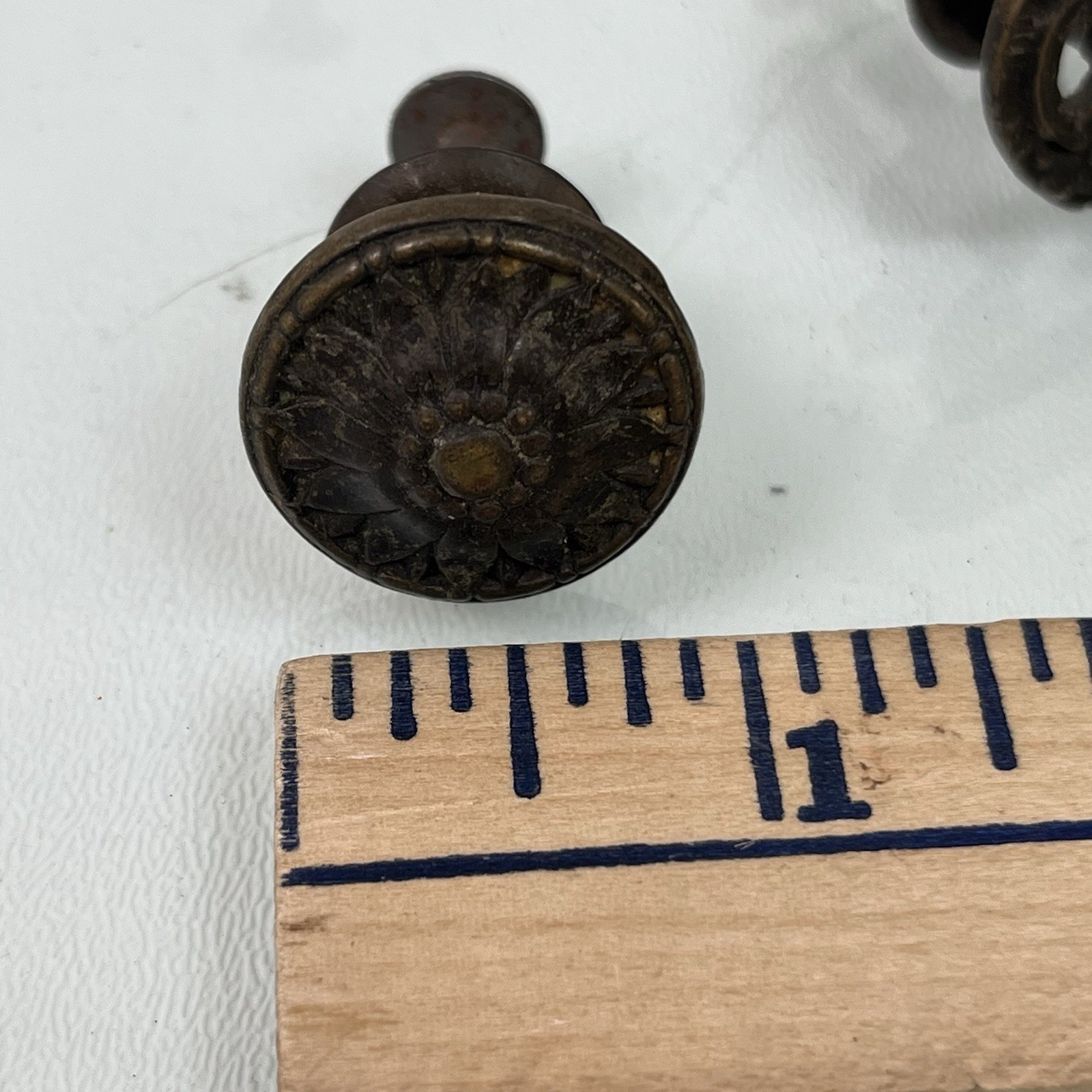 Vintage Victorian Art Nouveau Aged Brass Drawer Drop Pull Shell w/ Knobs LOT