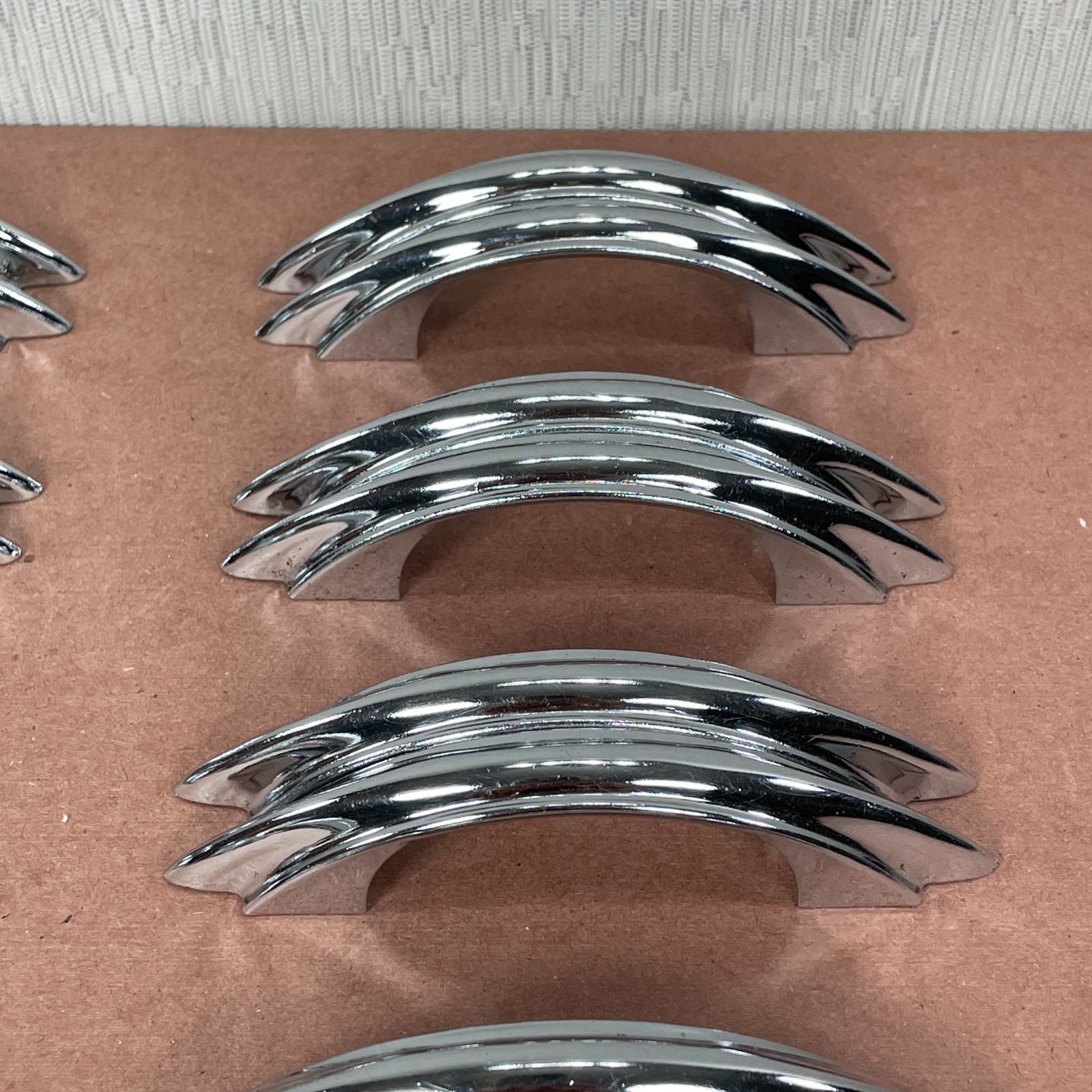 2 Vintage Chrome Cabinet Pulls Drawer ( Similar to Youngstown & Amerock E311 )