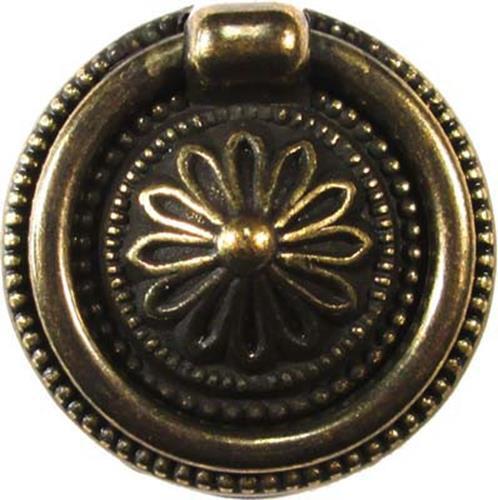 (5 Pack) 1-7/16 inch Colonial Revival Single Post Ring Pull Antique Brass