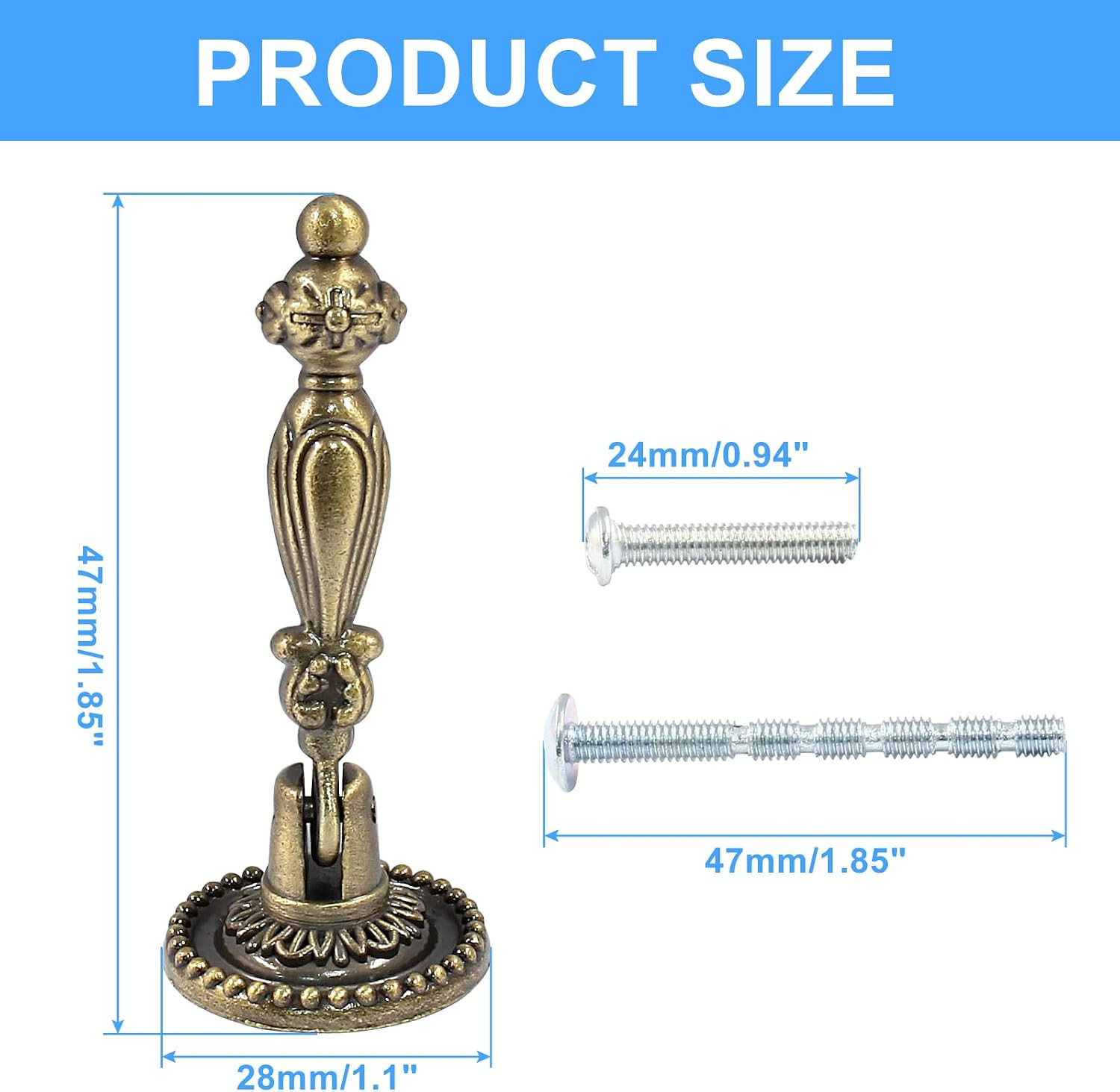6PCS Antique Style Tear Drop Pulls – Vintage Cabinet Decorative Pull Handle Knob