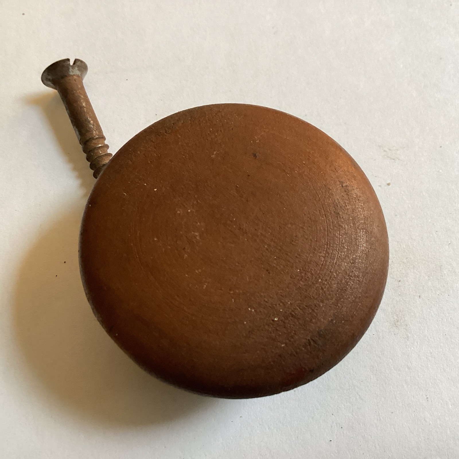 Really Nice Single Antique 2” In. Walnut Wood Drawer Pull With Screw .