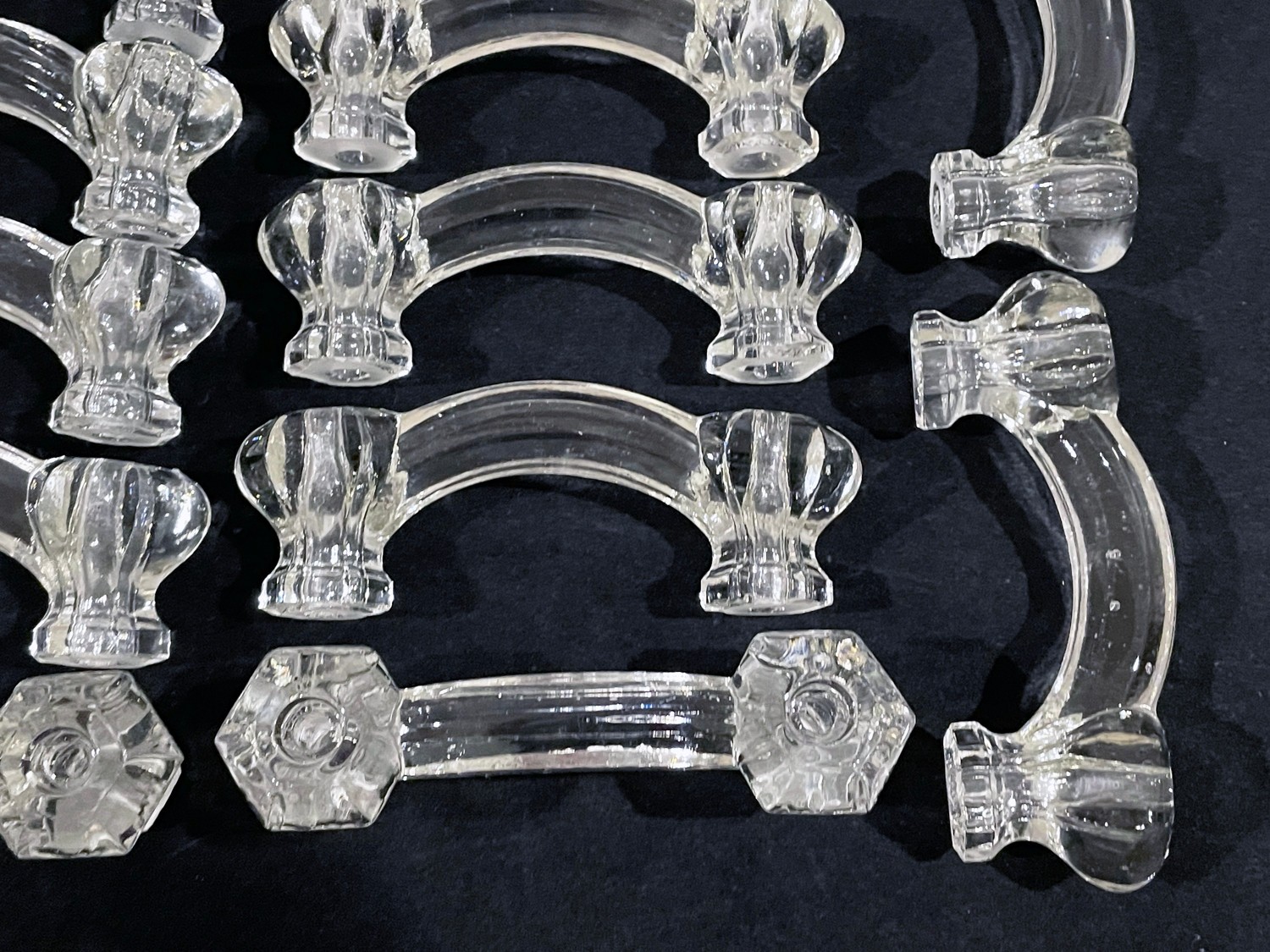 Group of 17 Vintage CLEAR CRYSTAL GLASS DRAWER PULLS