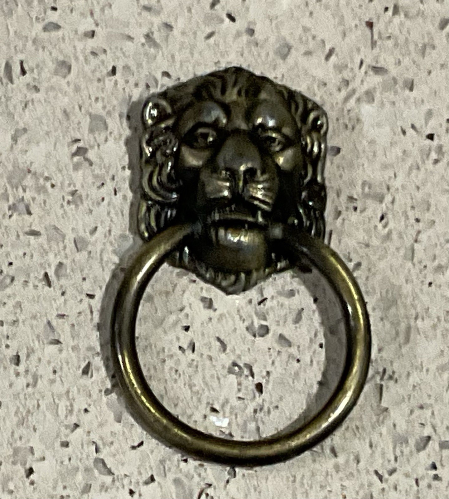 Vintage Allison Antique Brass Lion Head Drop Ring Drawer Pull Japan 888 (A1)